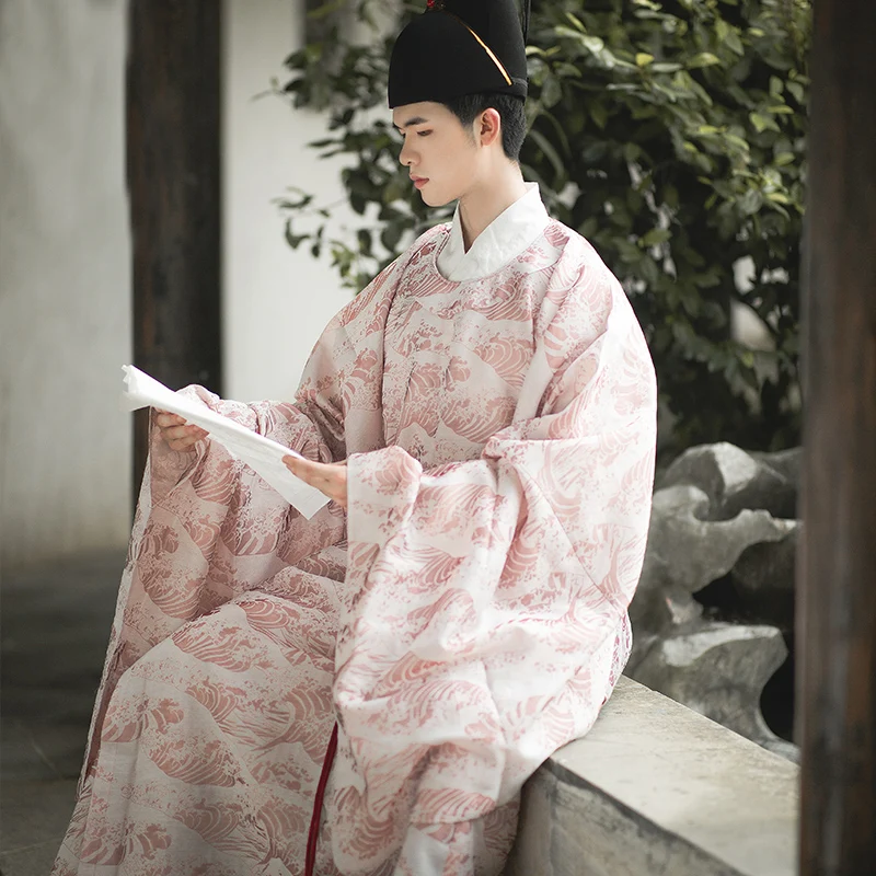 

Мужское платье с широким рукавом и круглым вырезом, в традиционном китайском стиле