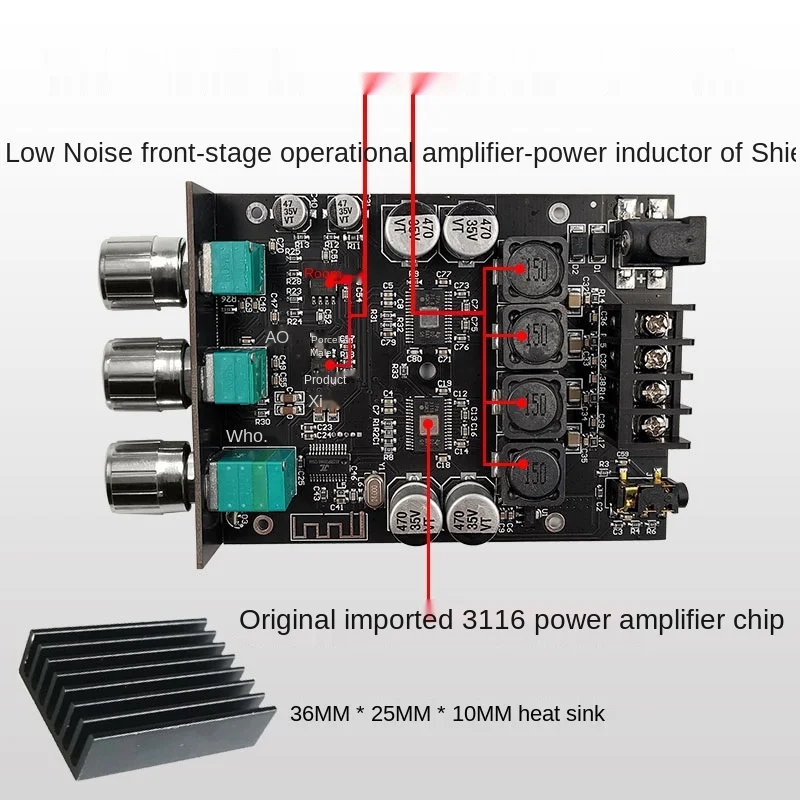 100W*2 Bluetooth 5.0 Amplifier Board 2 Channel Stereo Treble Bass ZK-1002T Unassembled | Wireless Module