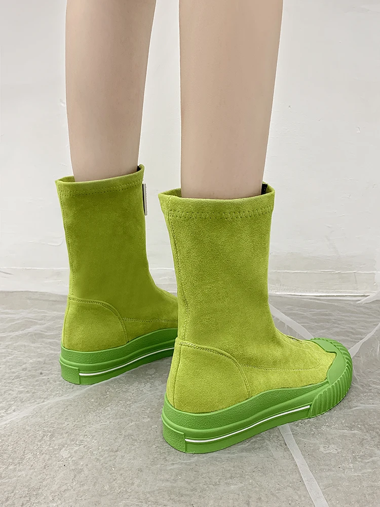 2019 Women Autumn Ankle Short Boots Cow Suede Motorcycle Female Rhinestone Zipper Fashion Martin Candy Colors Booties | Обувь