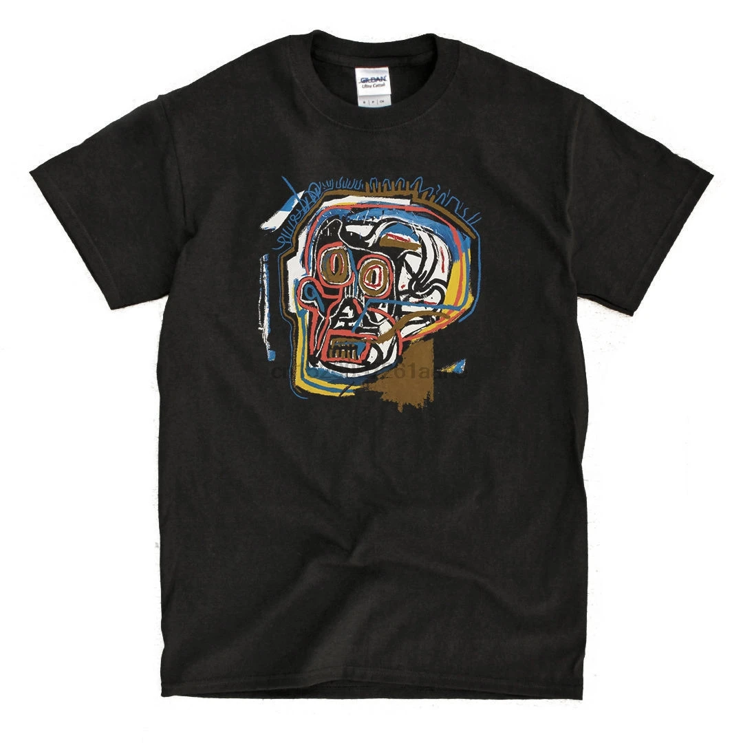 Мужская футболка с логотипом Jean Basquiat изображением черепа размер S 2XL крутая