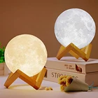 Лампа в виде Луны с 3D рисунком, ночсветильник с аккумулятором и сенсорным управлением, 16 цветов, креативный подарок, Рождественский Декор