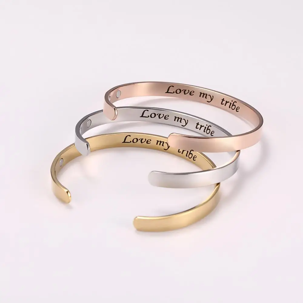 SKYRIM Simple Weight Loss Cuff Bangle Inspirational Quote Words Stainless Steel Rose Gold Color Mantra Bracelet for Lover Friend | Украшения