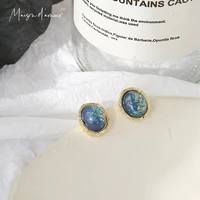 new korean fashion sterling silver 925 gold plating alloy with blue rhinestone elegance stud earrings
