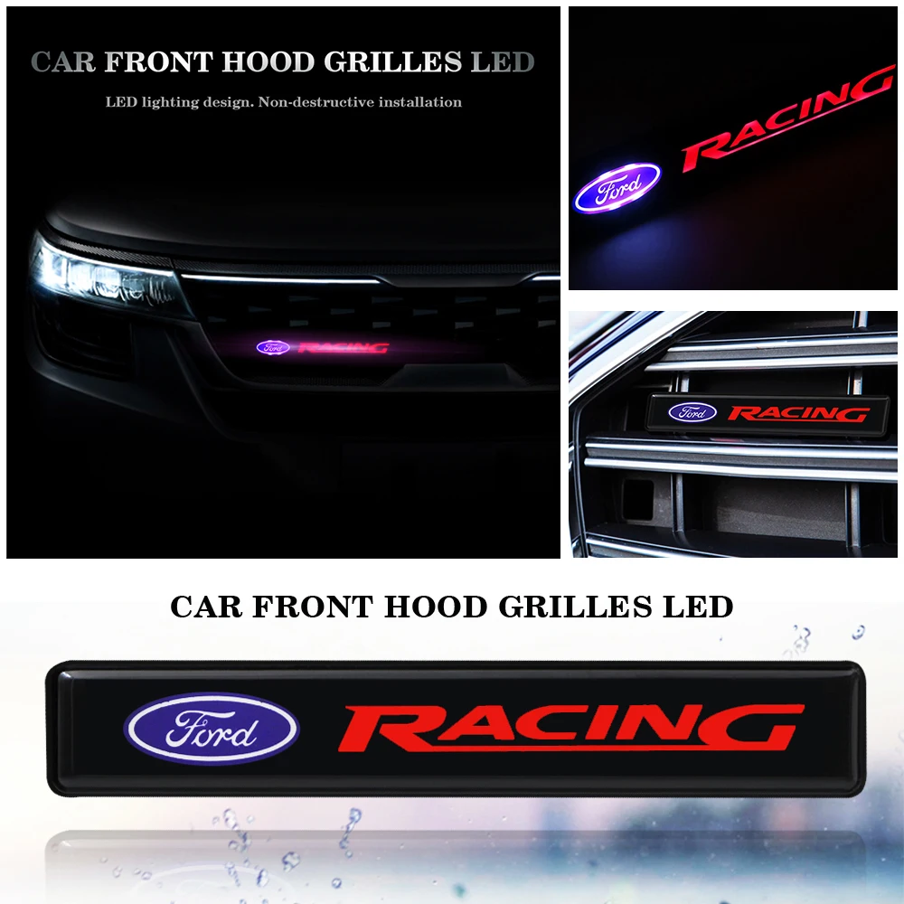 

Car Front Hood Grille LED Light Emblem Badge Decorative Lights For Ford Fiesta EcoSport ESCORT Ranger Mondeo Mustang FOCUS 2