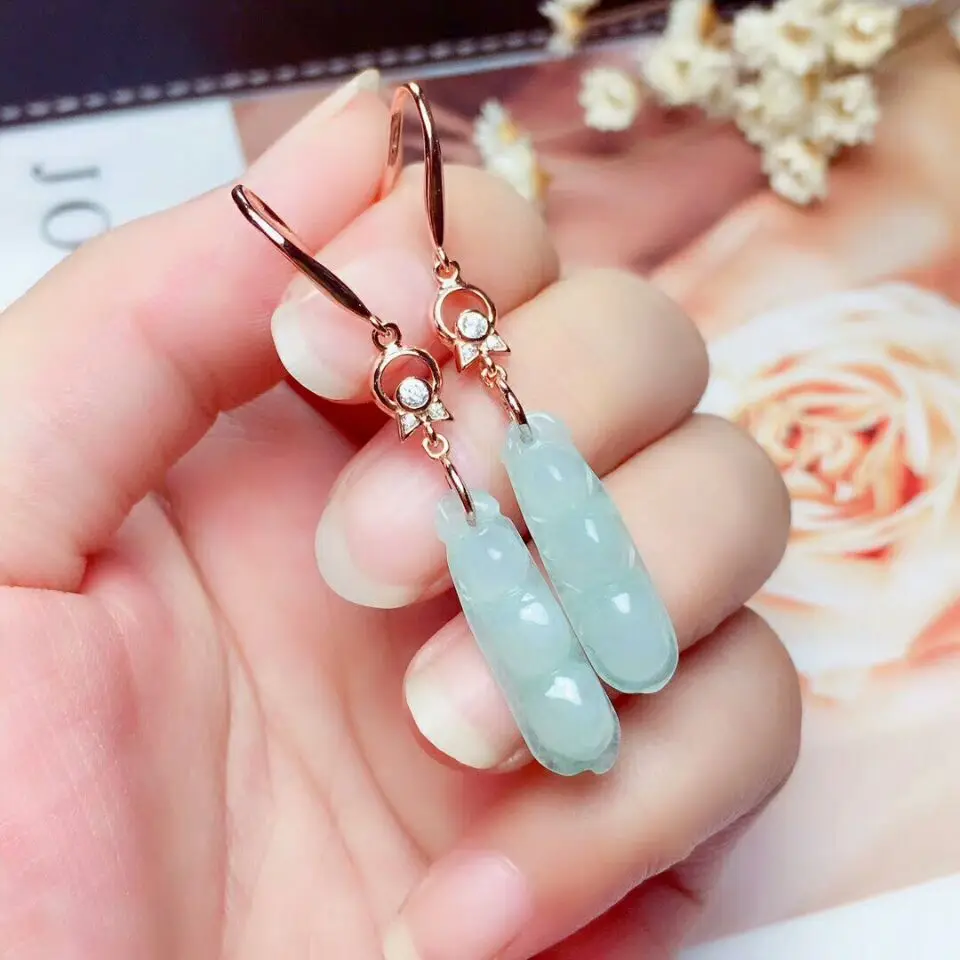 Женские серьги-подвески MeiBaPJ длинные серьги с натуральным изумрудно-зеленым