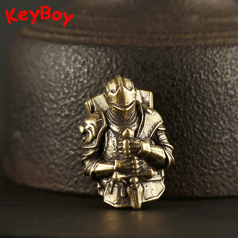 Винтажный латунный Crusader Armor Knight EDC бусы на веревочке брелки Подвески DIY Warrior зонт