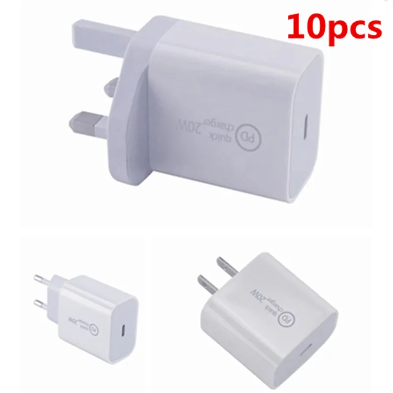 

10 шт. PD 20 Вт USB Type C быстрое зарядное устройство для iphone 12 Mini 11 Pro MAX PD 18 Вт PD зарядное устройство Британский Австралийский США