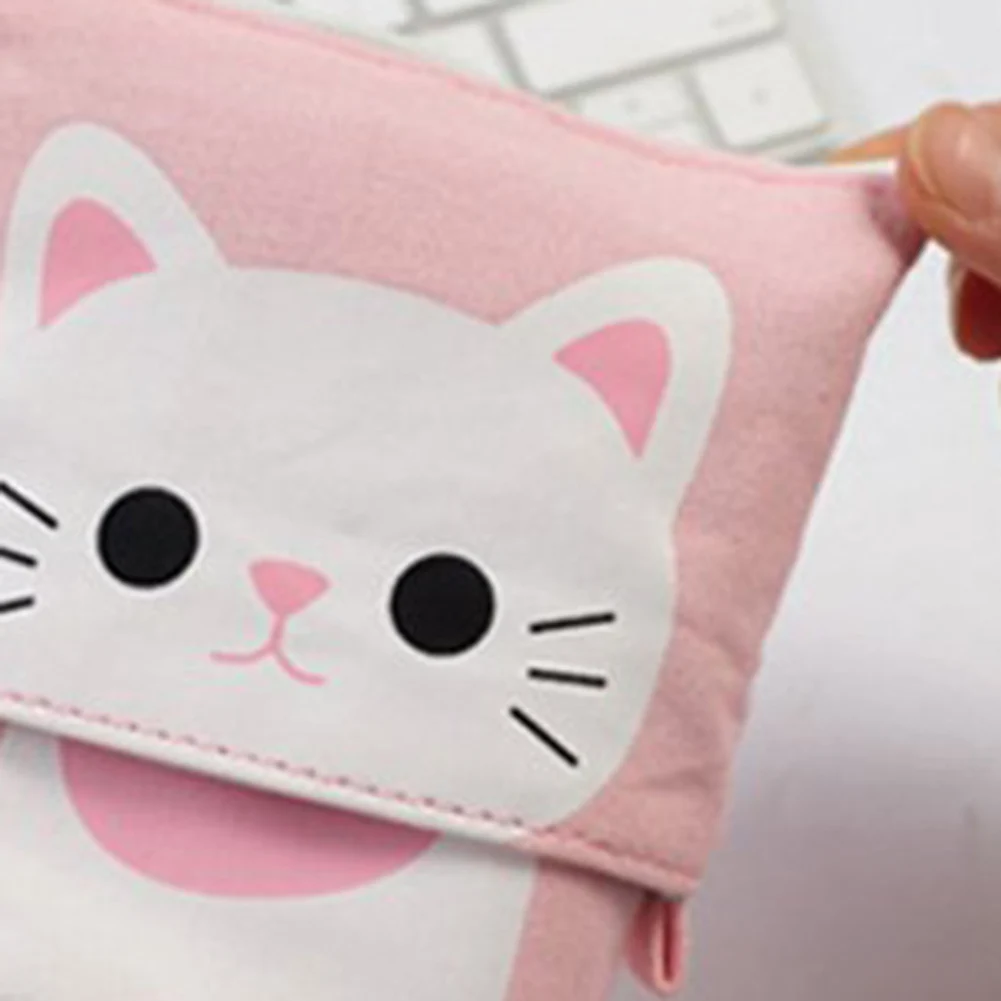 Новый Холст мультфильм милый кот Телескопический пенал сумка Канцтовары ручка