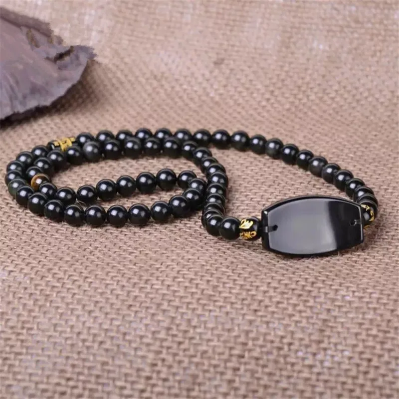 Drop shipp Black Obsidian Beaded Bracelet Hand Carved Buddha Amulet Buddhism Zodiac Patron Saint | Украшения и аксессуары
