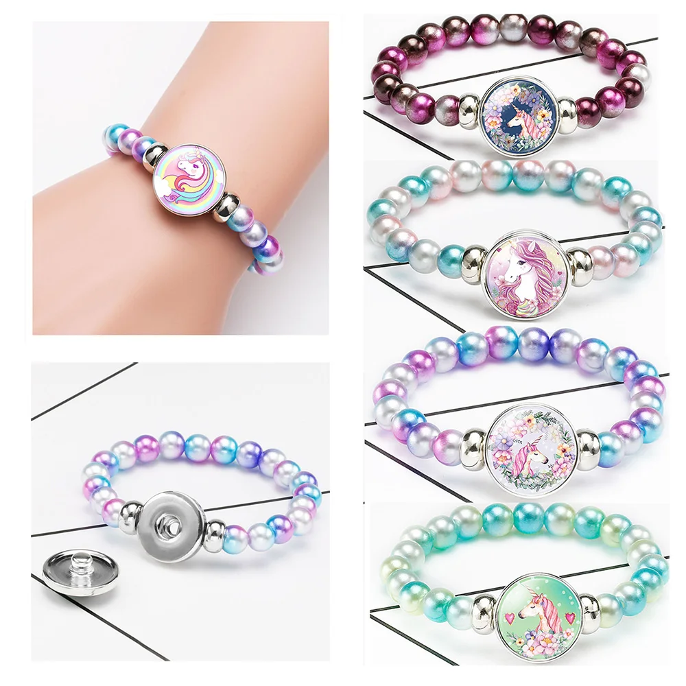 

1Pcs Unicorn Pearl Bracelet Bangle Unicorn Birthday Party Decoration Kids Unicorn Party Supplies Girl Baby Shower Favor Gifts