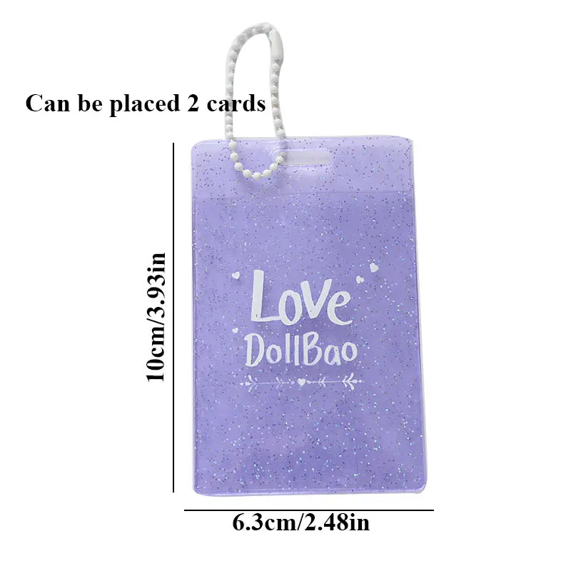 

Korean Style Transparent Card Holder PVC Pendant&Bead Chain Rope Key Ring Photo/Door Identity Badge Cards Cover with 2 Slots New