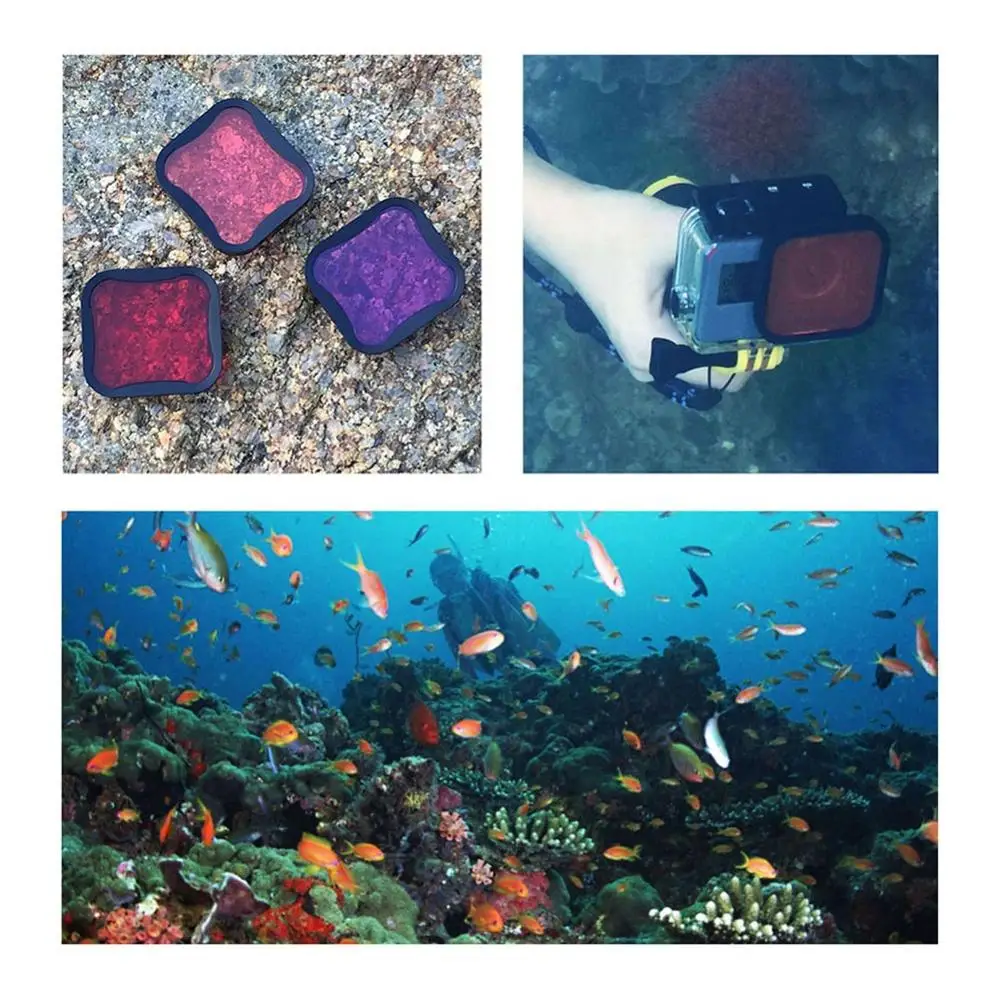 QIUNIU 3-Pack Набор подводных фильтров для погружения линзы цветной фильтр для GoPro Hero 5 6 7 черный супер костюм Корпус чехол Аксессуары