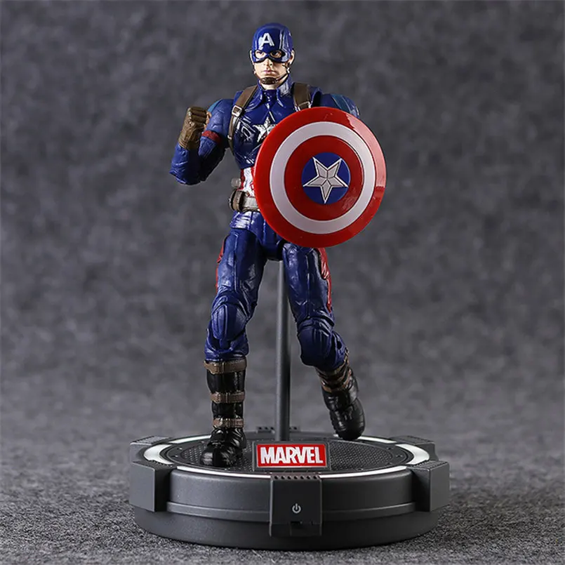 Marvel Мстители Фигурка Игрушка Железный человек паук Капитан Америка Тор военная машина сокол модель игрушки - Цвет: Captain America Base