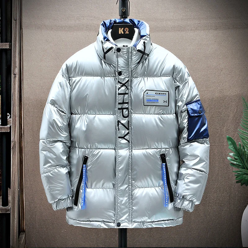 Winter New Cotton-padded Coat Men's Short Slim Stand Collar Fashion Down Jacket Men's Bright Skin Warm Jacket Men Drop Ship