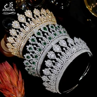 classic wedding crown bridal headband gold and green crown queen tiara and crown crystal headband party hair accessories