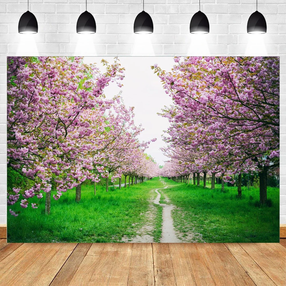 

Yeele Spring Natural Scenery Flower Green Grass Path Tree Backdrop Photography Interior Decor Photophone Background Photo Studio