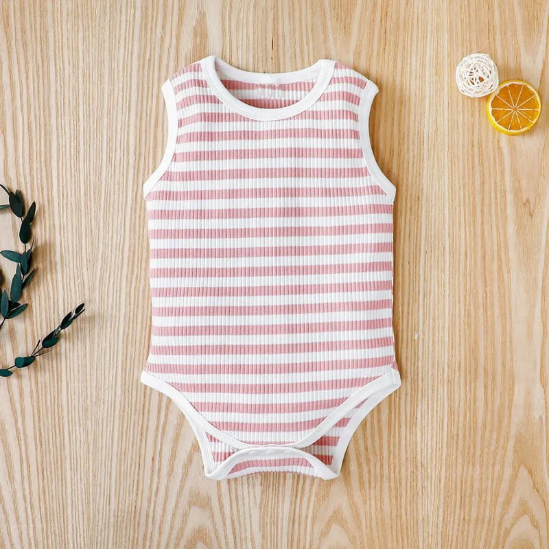 

Summer Cute Baby Fashion Vest Romper Girl Boy Sleeveless Striped Print Jumpsuit Romper Infant Casual Bodysuit Outfits