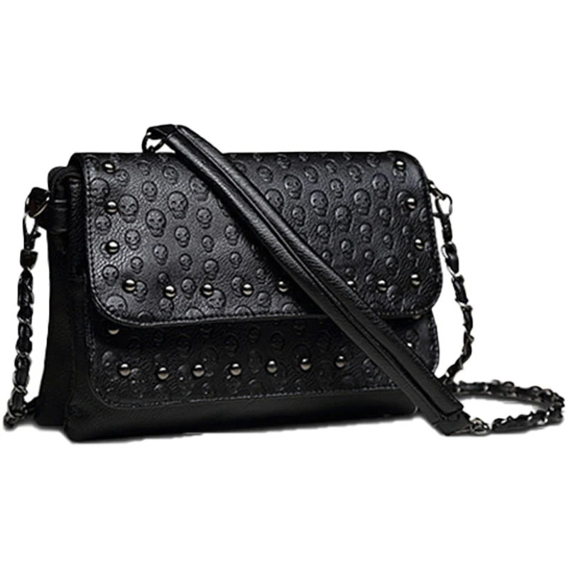 JIEROTYX England Style Skull Women Crossbody Bag Leather Small Shoulder Chain Luxury Clutch Bags Designer Drop | Багаж и сумки