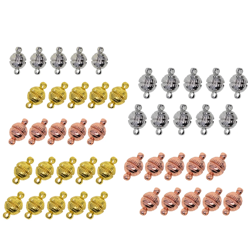 

10x Retro Engraved 8mm Round Ball Magnetic Clasp Connector Jewelry Findings