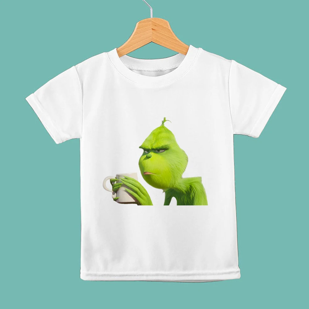 

Funny Green Hair Monster Print Kids T-shirt Oversized Casual Tops Basic Summer T-shirt Cozy Simple Children Girl Boy Clothes