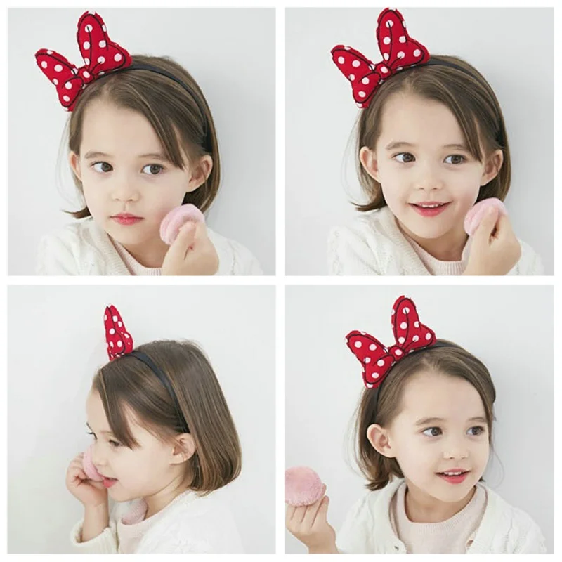 Набор головных уборов в горошек с бантом и ушками тканевая повязка на голову