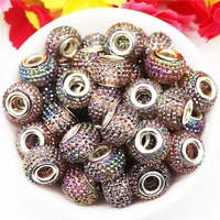 10pcs 15x10mm round ball beads crystal shape ab color murano big hole resin beads european charm women diy fit pandora bracelet