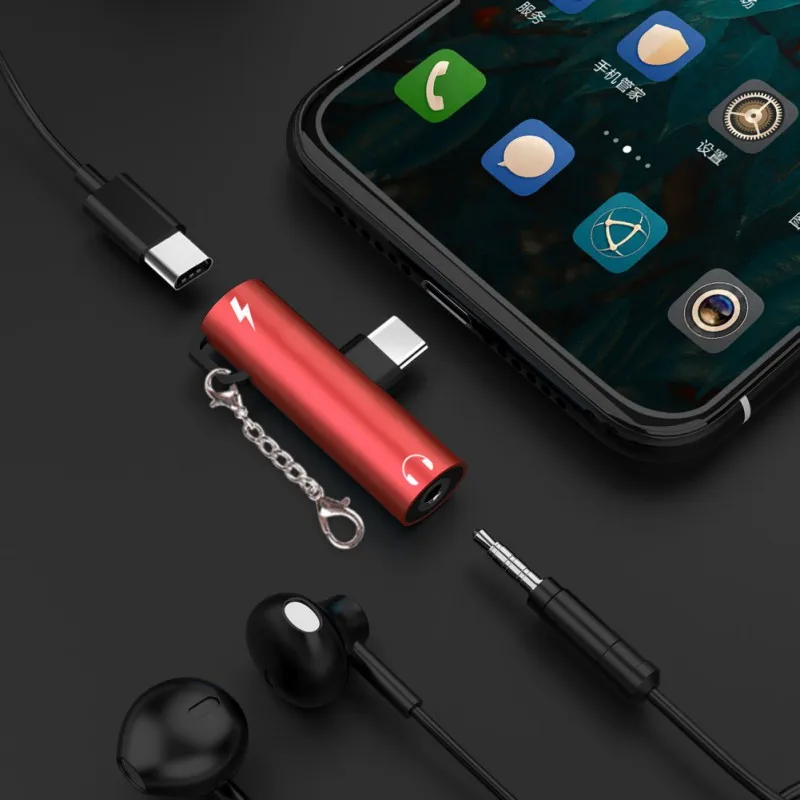 NEW 2 in 1 Type-C to 3.5mm Audio Adapter + Charging Cable Connector Converter for Xiaomi Huawei SamSung Iphone Classic Color | Электроника