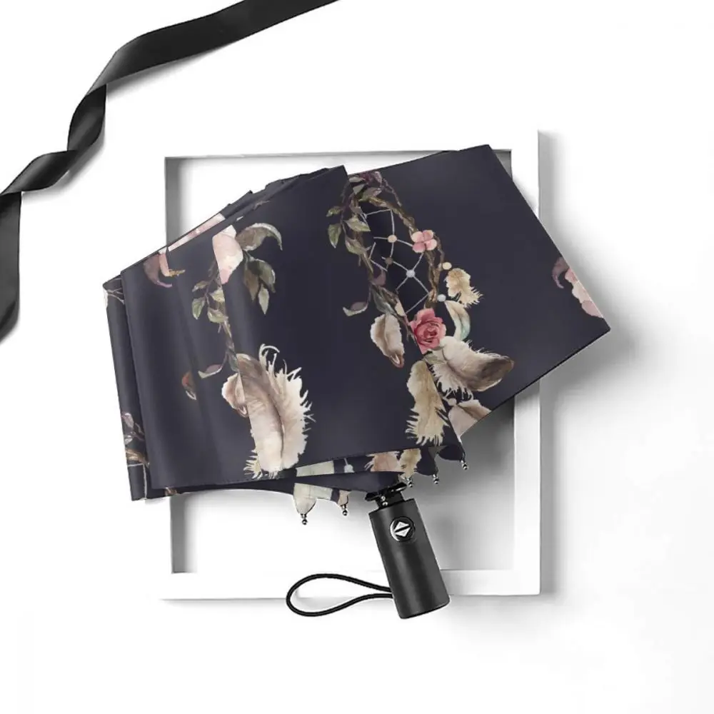 Miglior Ombrello Di Sole Dreamcatchers E Fiori Automatico Donne Degli Uomini Portatile Pieghevole Ombrello Di Protezione Solare Pioggia Antivento Spiaggia Parasole