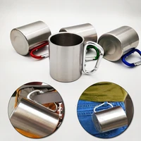 new 200ml stainless steel cup for camping traveling outdoor cup with handle carabiner climbing backpacking hiking portable cups