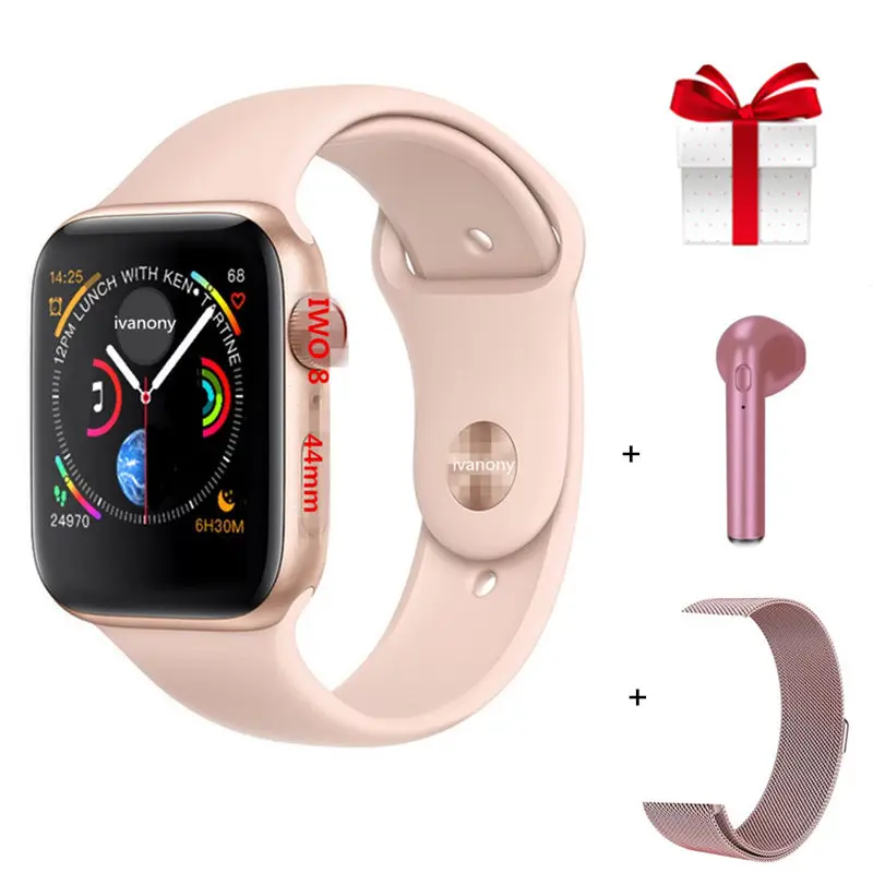 A Bluetooth Смарт Браслет для проверки сердечного ритма 8 1:1 SmartWatch 44 мм чехол для Apple iOS Android телефон сердечного ритма ЭКГ-шагомер PK IWO 6 7 IWO Lite - Цвет: A