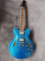 335 electric guitar blue silver diamond hole hollow peach spot fast free shipping free shipping