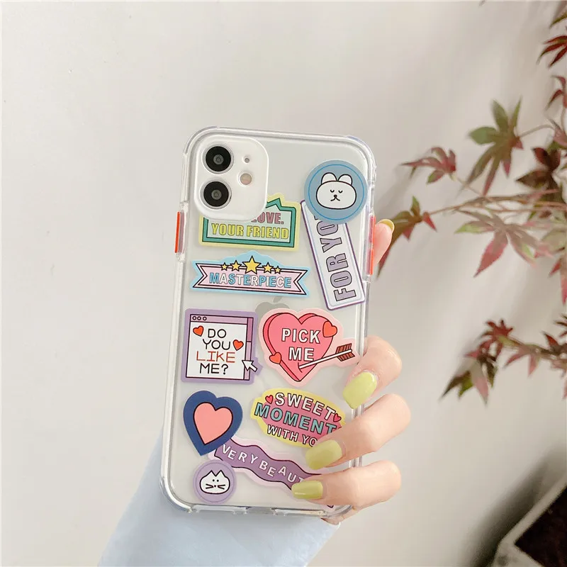 

Cute Korean Cartoon Dog Cow Phone Case for iPhone 12 Mini 11 Pro XS Max XR X 7 8 Plus SE 2020 Soft TPU Clear Back Cover Coques