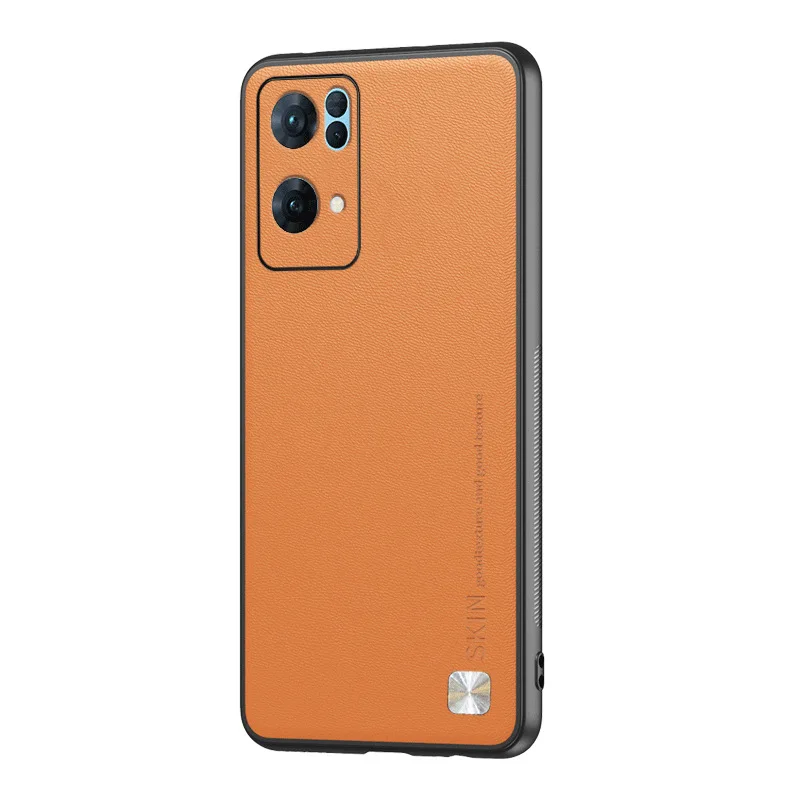 

Classic Plain Skin Leather Casing oppo K9 Pro RENO 5 7 6 realme 8 8pro K9S Q3S Back Cover with Metal Camera Protector Anti sweat