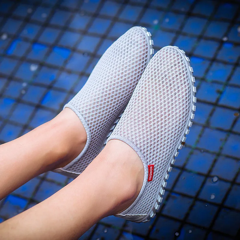 Мужские летние уличные кроссовки дышащие сетчатые Повседневные слипоны на