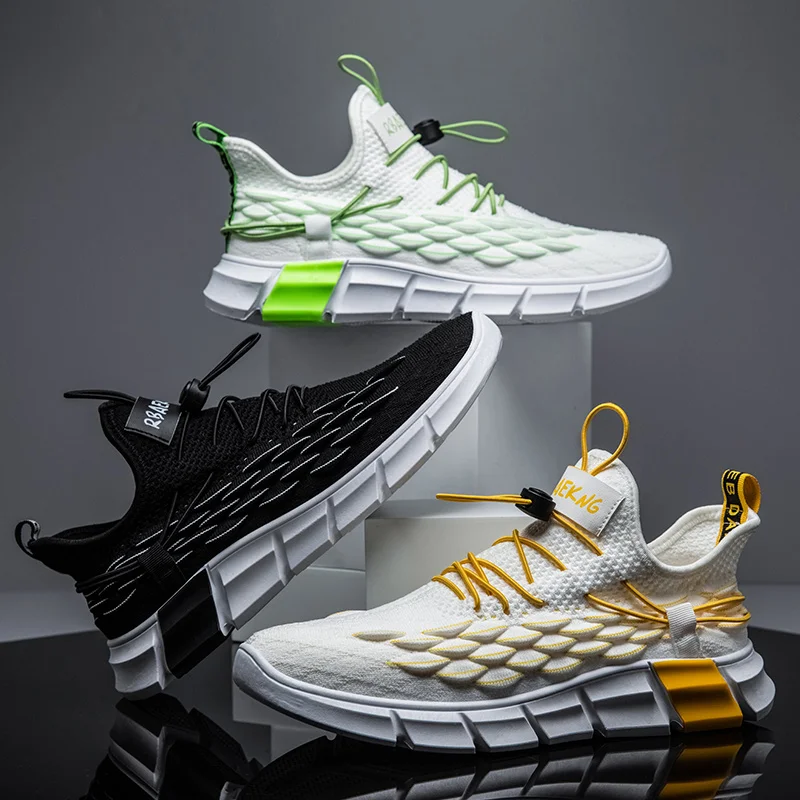 Кроссовки мужские сетчатые на шнуровке повседневные дышащие легкие сникерсы