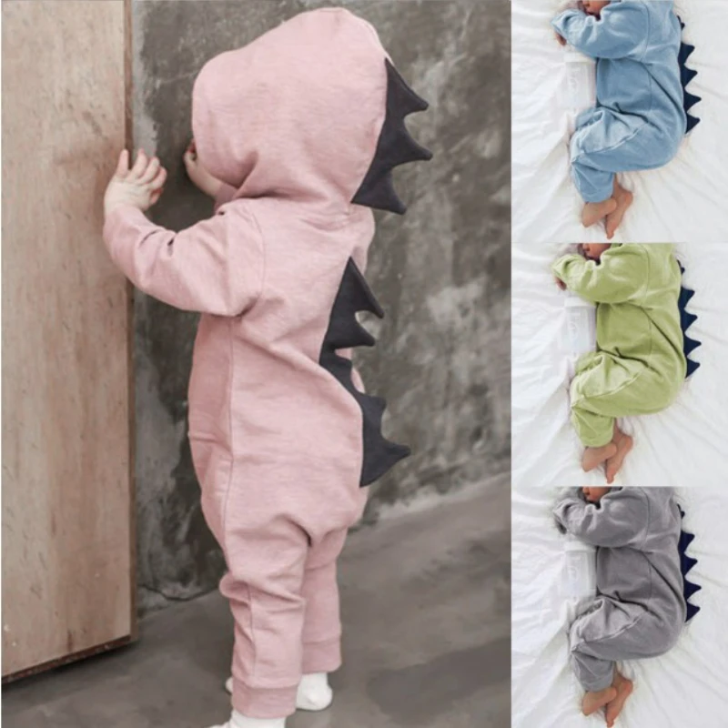 

2021 Autumn New Baby Clothings Dinosaur Hooded Cotton One-Piece Baby Boy Long Sleeve Romper Girl Baby One-piece Jumpsuit