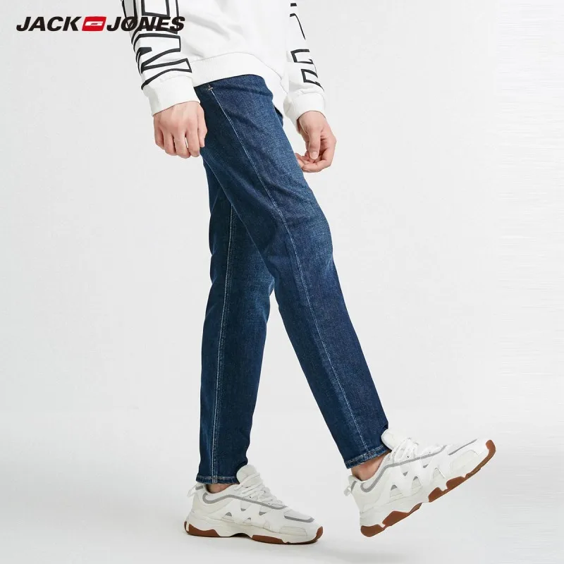 JackJones зимние мужские удобные хлопковые повседневные джинсы тонкие темно-синие