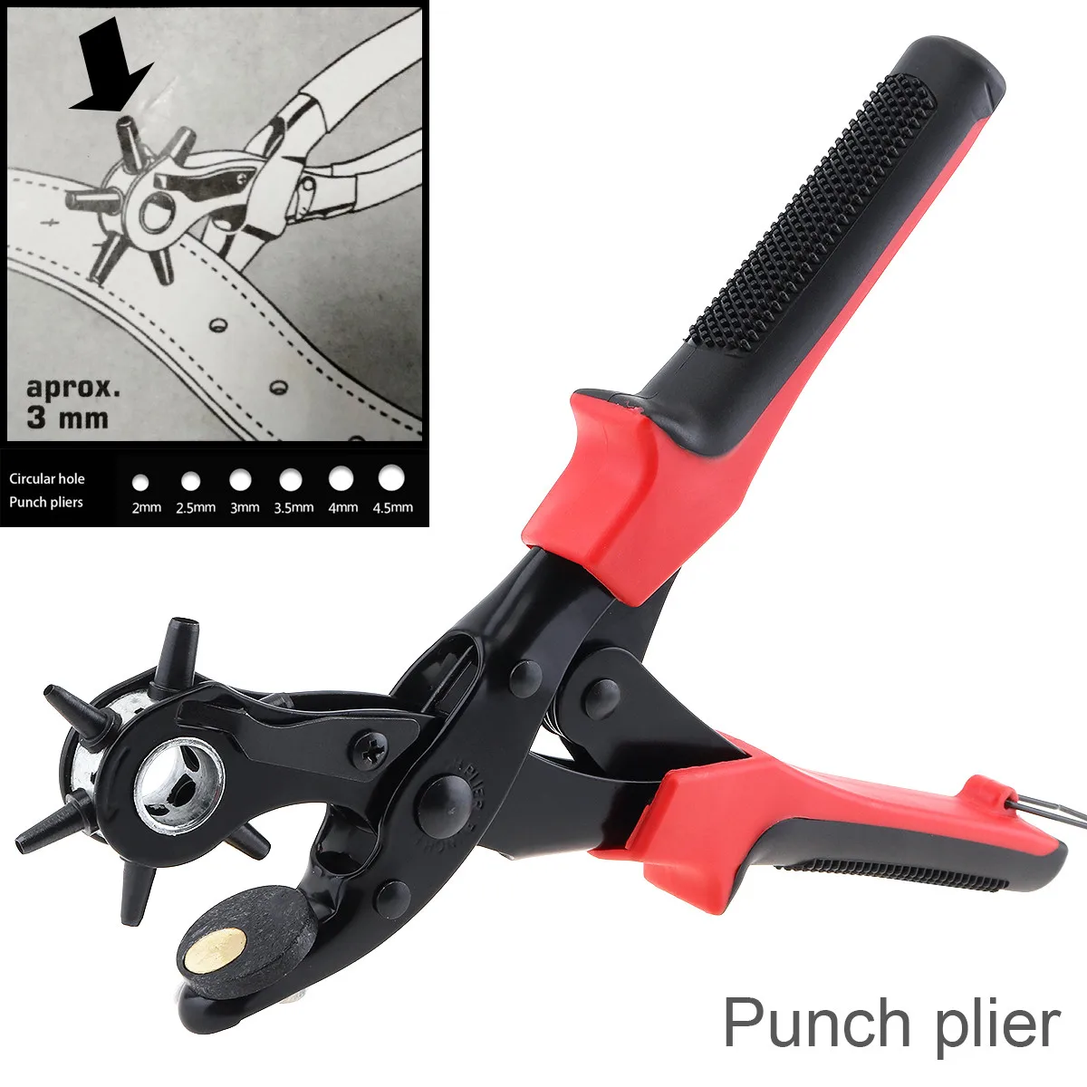 Полностью круглый дырокол для кожаного ремня инструмент часов плоскогубцы с