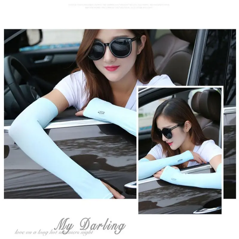 

1 Pair Summer Women Cooling Arm Sleeve Men's Sunscreen Elbow Cover Cycling UV Protection Sleeves Running Driving Armguards