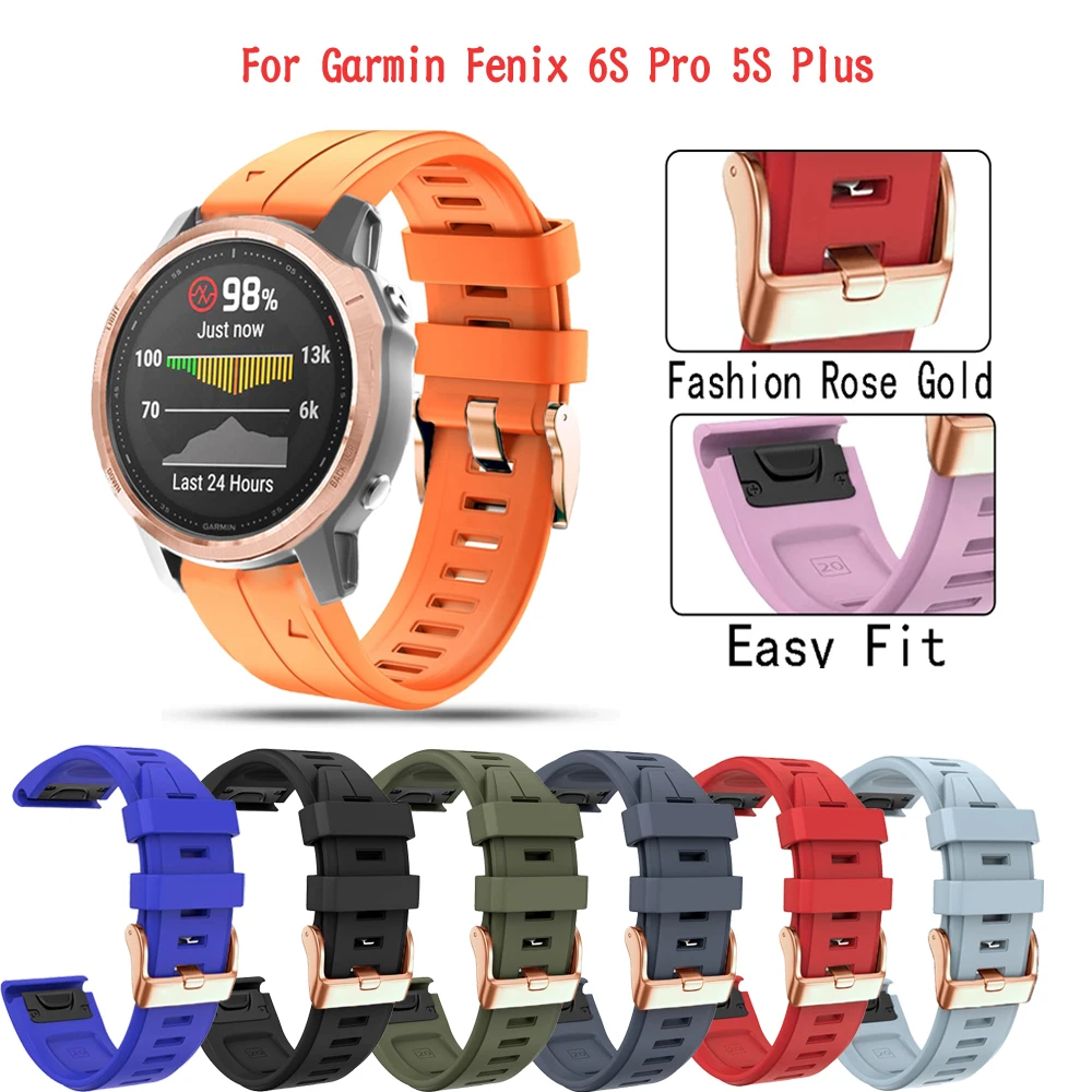 

20mm Sports Strap Silicone Smartwatch Band For Garmin Fenix 6S Pro 5S Plus Quick Release Bracelet Smart Easy Fit Belt Wristbands