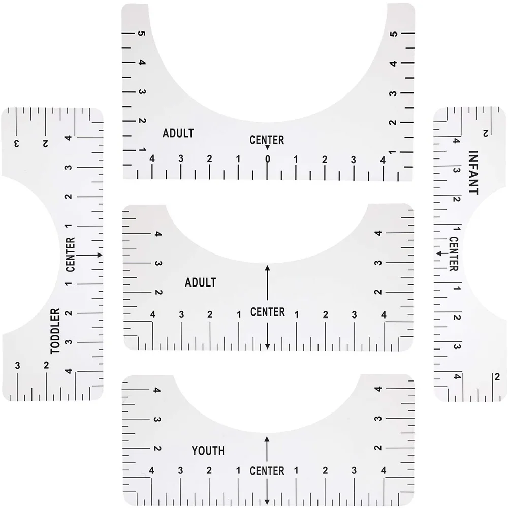 

5pcs T-shirt Alignment Ruler, Craft Ruler With Guide Tool For Fashion Design Drawing Template Craft Tool Set Sewing Accessory