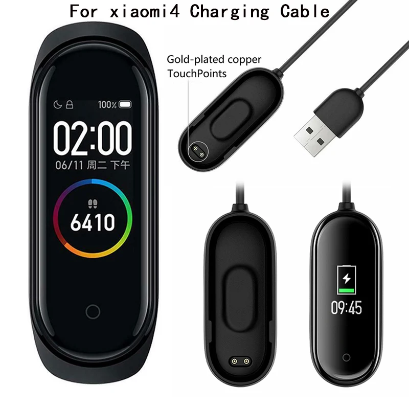 mi4 Charging Cable Силиконовый стальной ремешок для Xiao mi 3 4, умный браслет из нержавеющей стали, сменный ремешок для mi band 3 4, Xiao mi, умный Браслет - Цвет: mi4 Charging Cable