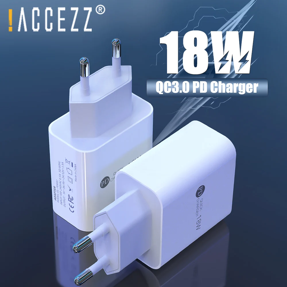 

!ACCEZZ EU PD Charger Quick Charging For iPhone 11 XS Pro Max X 8 XR 18W Fast Charge USB-C Charger Adapter For iPad Macbook Pro