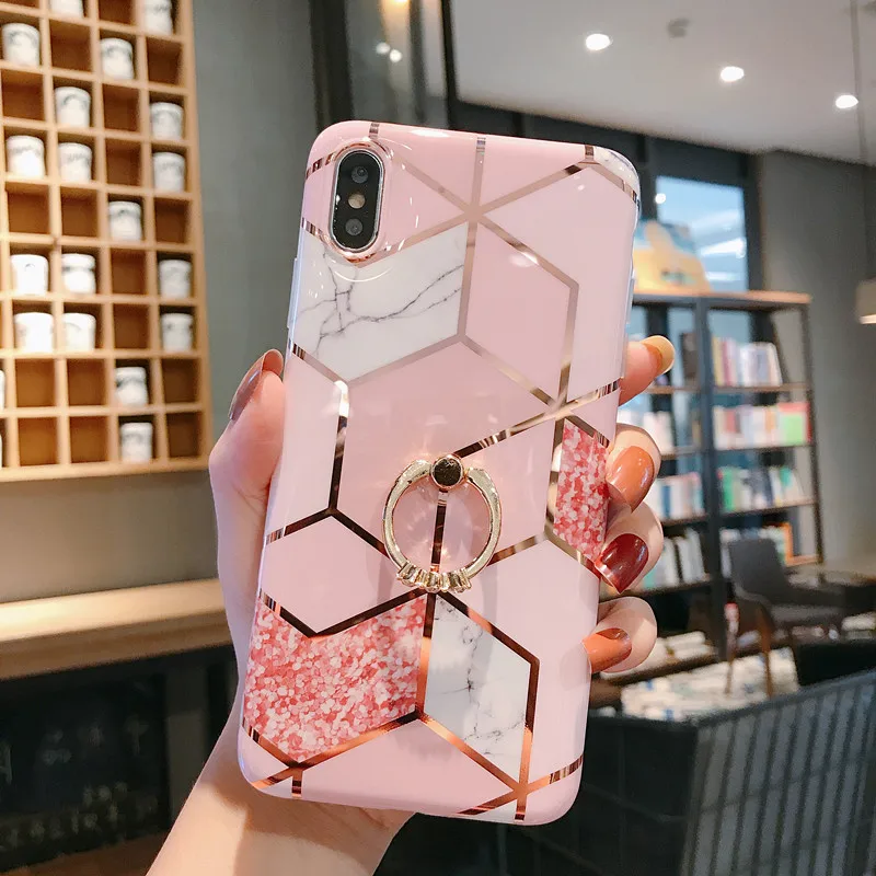 Чехол для телефона LACK для iPhone 11 11Pro Max XR X XS Max 6 6S 7 8Plus Роскошный Мраморный чехол с кольцом-подставкой