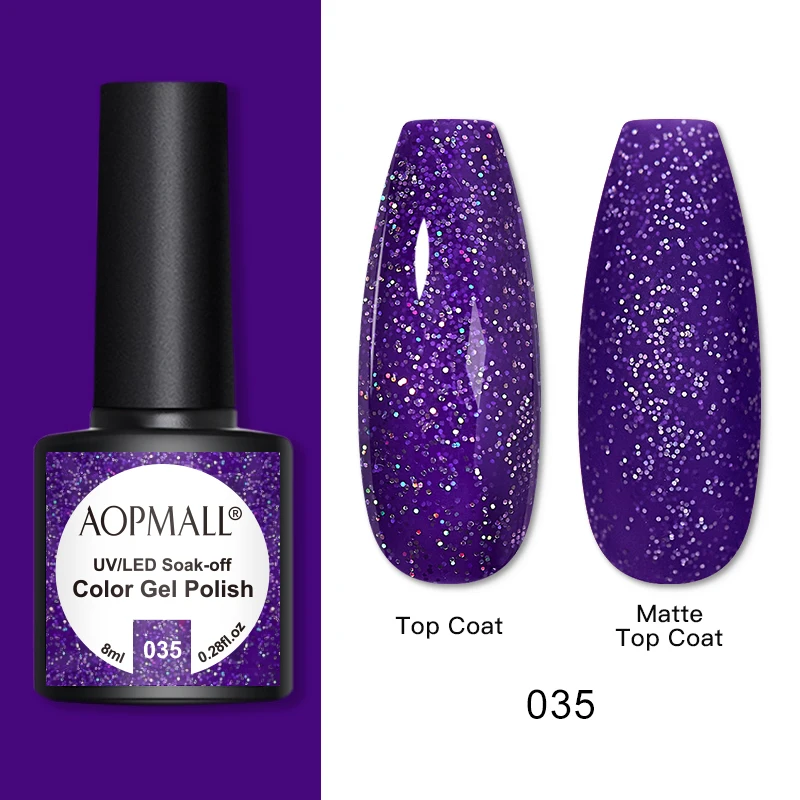 

AOPMALL 7 Pcs 8ML Nail Art Gel Polish Kit Giltter Poly UV Nail Gel Polish For Manicure Varnish For Nails Art