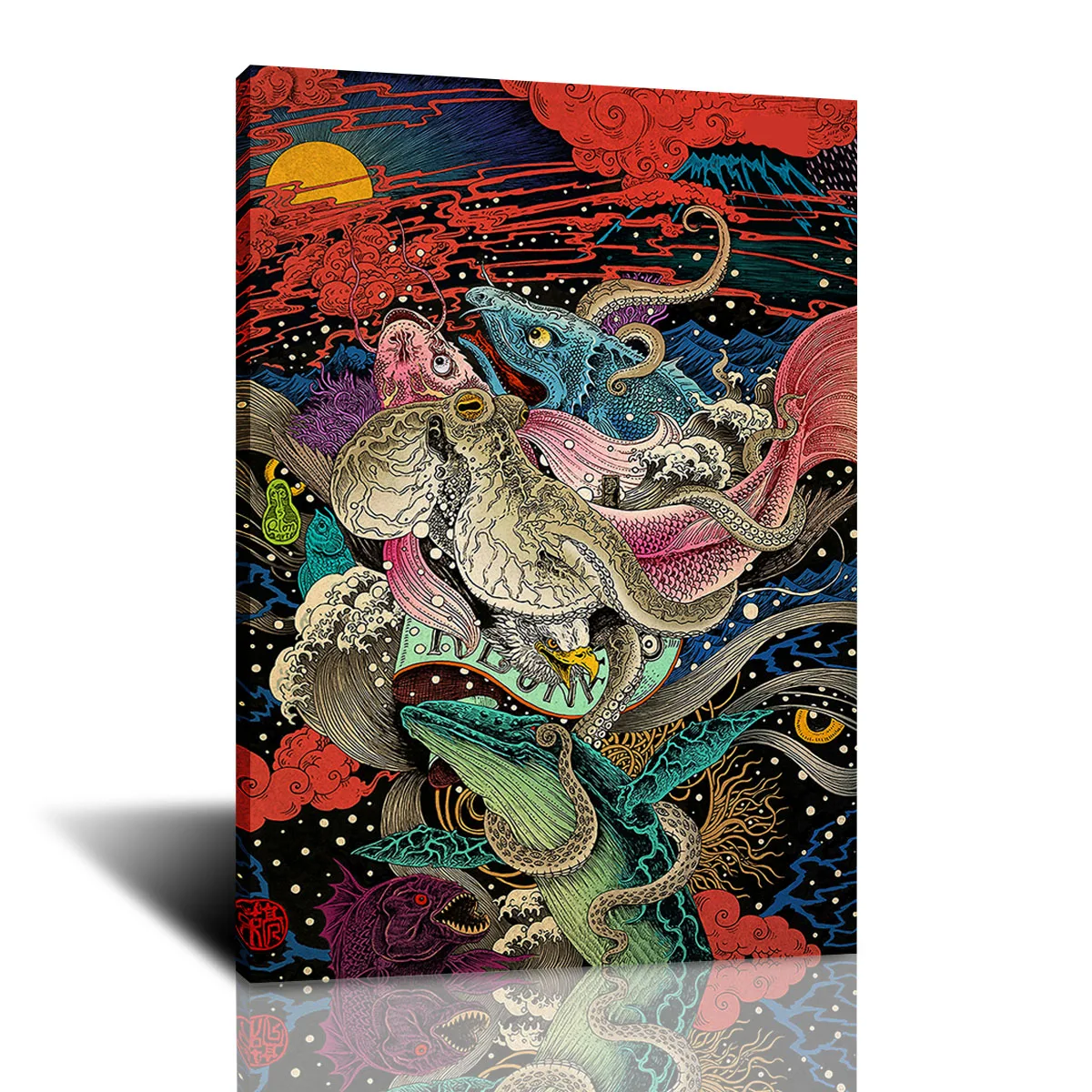 

Canvas Painting Ukiyo-e Octopus Whale HD Print Wall Art Posters and Prints Living Room Home Decor Painting Frame Wall Art