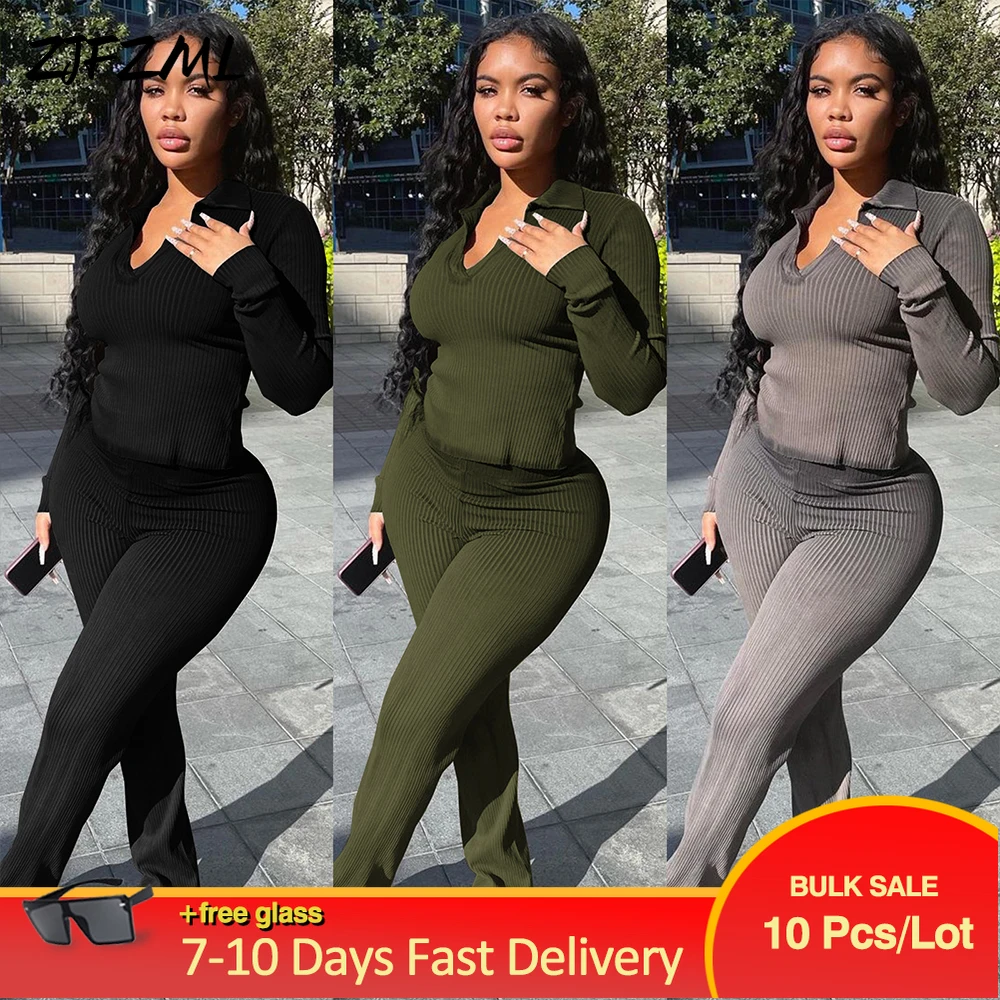 

Wholesale Bulk Items Lots Women's Sets Casual Female Tracksuits Long Sleeve Skinny Basic Tops and Bodycon Legging 2 Piece Suits