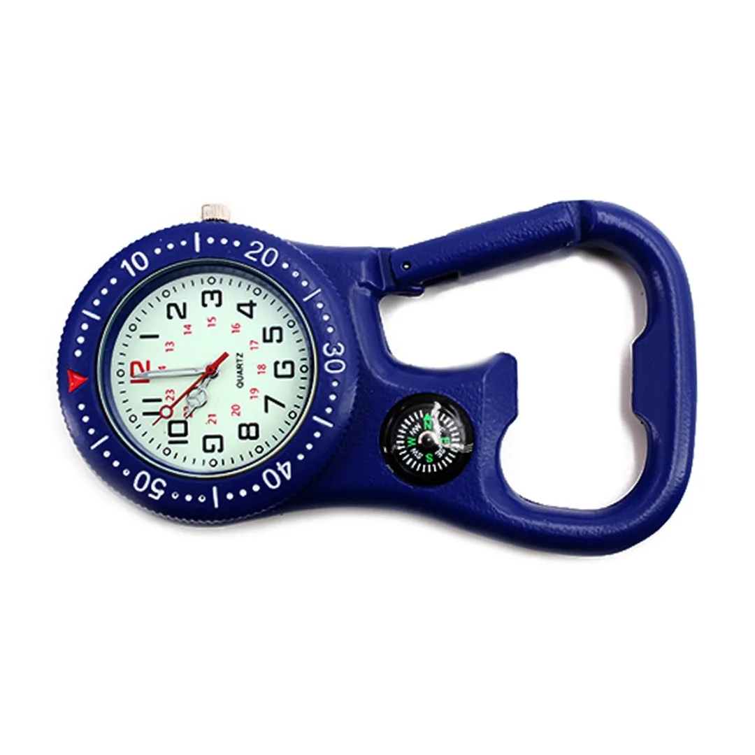 Светящиеся кварцевые часы с карабином и компасом уличные спортивные для