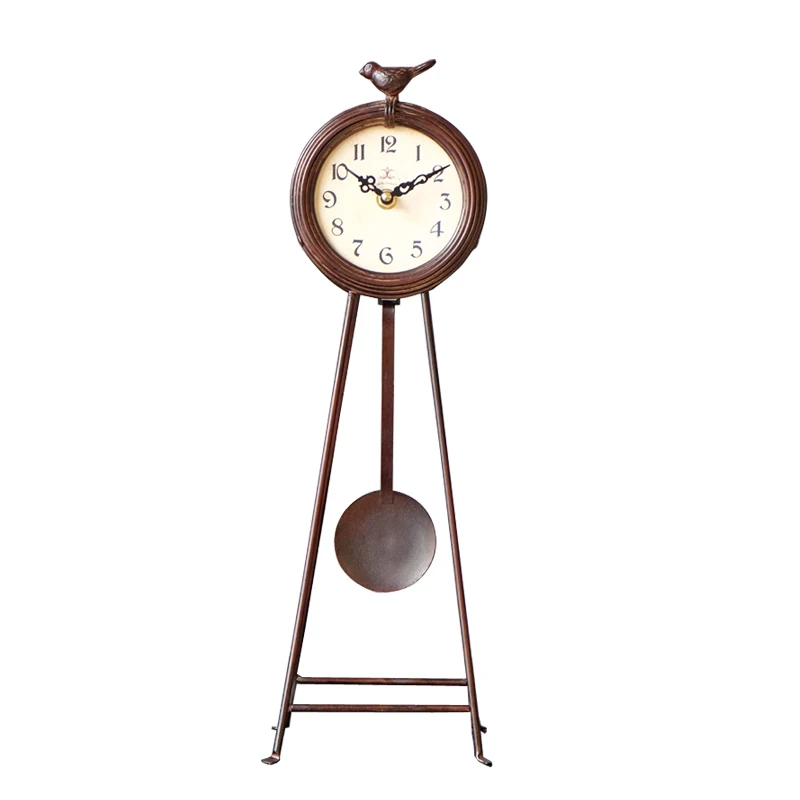 

zq American Retro Iron Art Clock Creative Living Room Decoration Bird Desk Clock Desktop Decoration Nostalgic Furnishings