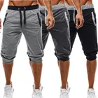 Новинка 2021, модные дизайнерские мужские повседневные спортивные шорты, облегающие брюки-Капри для фитнеса и бега, трендовая мужская одежда